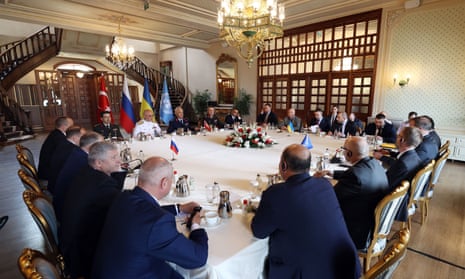 Military delegations of United Nations (UN), Turkey, Ukraine and Russian during their four-party meeting in Istanbul.