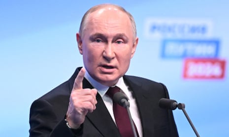 Vladimir Putin at his Moscow campaign headquarters, 18 March 2024.