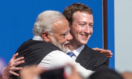 Modi with Facebook founder Mark Zuckerberg.