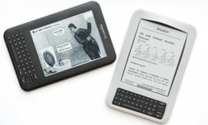 Two older Kindle models.