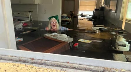 Karen Loder in her hurricane-flooded home 