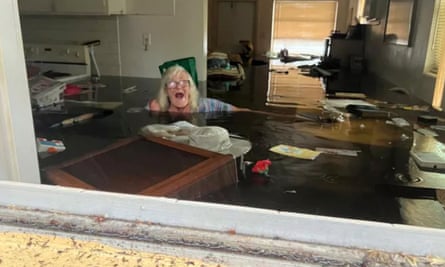 Karen Loder in her hurricane-flooded home 