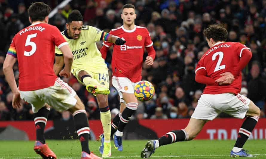 Pierre-Emerick Aubameyang failed to score four Premier League goals this season in a low-key match against Manchester United.