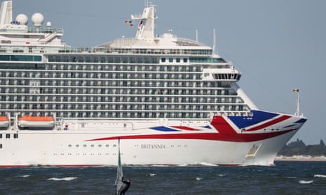 The P&amp;O cruise ship Britannia in the Solent last year. 