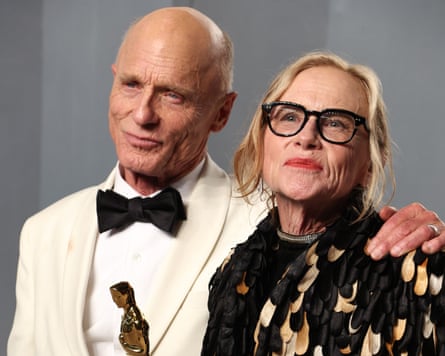 Ed Harris and with his Oscar-winning wife Amy Madigan at the Vanity Fair Oscar afterparty on 15 March.