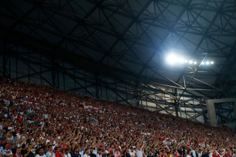 England fans enjoy the first half at the Stade Vélodrome.