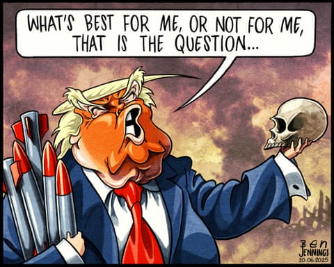 Ben Jennings on Donald Trump’s dilemma over the Israel-Iran conflict – cartoon, panel 1