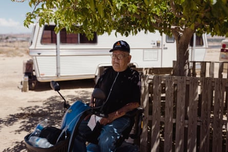Albert Lee outside his home in Shiprock, New Mexico on 1 August 2023.