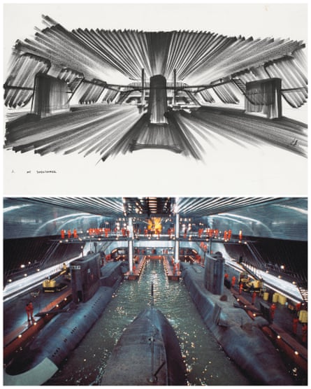 Drawing and set for the docking bay from The Spy Who Loved Me.
