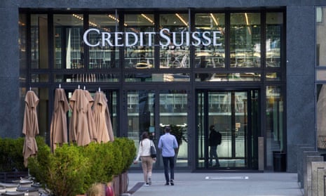 Logo of Swiss bank Credit Suisse is seen at an office building in Zurich, Switzerland.