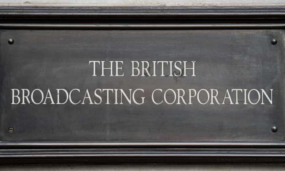 The placard outside BBC Broadcasting House in central London. The government has announced that it intends to abolish the TV licence fee.