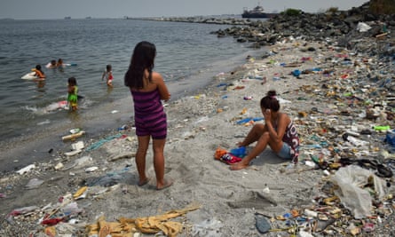 Plastic waste washed up on the coast of the Philippines.