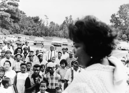 Rutha Mae Harris addressing voters at a rally in Hale County, Alabama, in 1965.