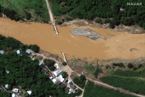 Arecibo, Puerto Rico: a bridge is submerged in the Rio Grande de Arecibo river after flooding caused by Hurricane Fiona
