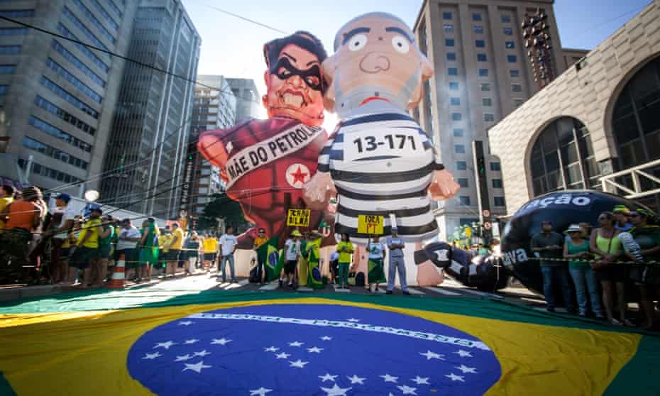A protest against the former president, Dilma Rousseff, in Sao Paulo, Brazil, April 2016.