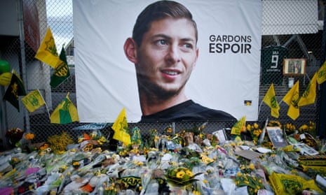 Tributes left outside the Nantes stadium for Emiliano Sala in January. 