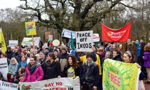 Campaigners protesting against Ineos last year at the site of ancient oak in Sherwood Forest, Nottinghamshire, UK.