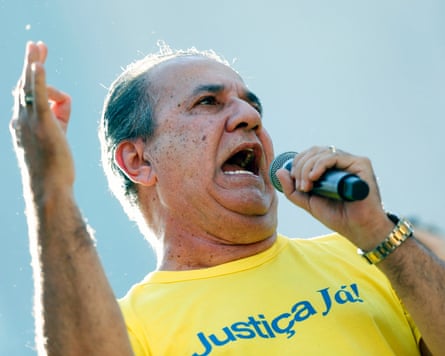 Powerful figure … preacher Silas Malafaia speaks at a rally in support of Bolsonaro.