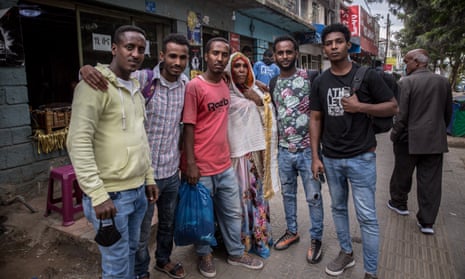 Witnesses gather following a hearing in the smuggling trials in Addis Ababa’s federal court in October.