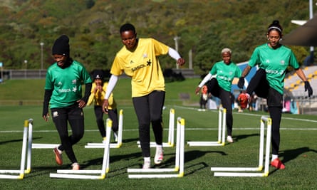 South Africa players limber up for the World Cup at their training camp in Wellington