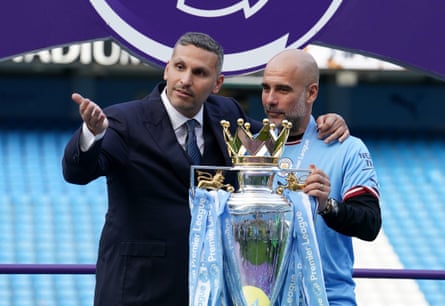 Pep Guardiola and Khaldoon Al Mubarak.