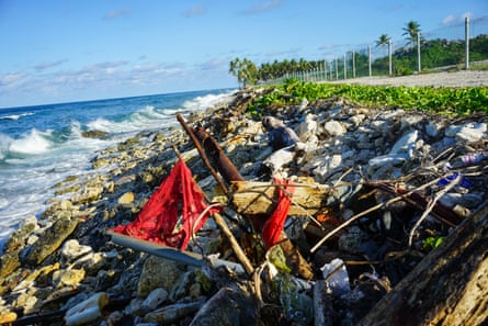 Piles of debris seen on the coastline