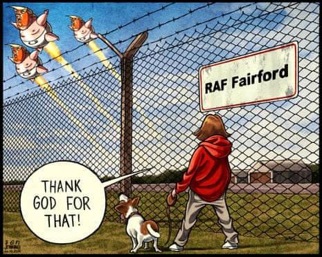 Ben Jennings on US bombers leaving RAF Fairford – cartoon