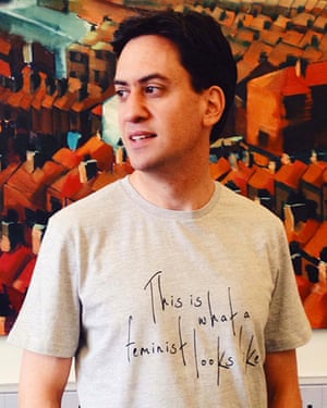 Ed Miliband sporting the ‘feminist’ T-shirt.