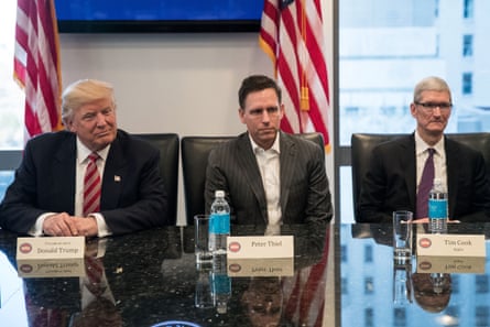 Peter Thiel, center, the tech billionaire known for his libertarian politics and backing of controversial biotech ventures, has been listed as a major investor and “close advisor” to the Enhanced Games.