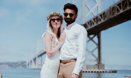 Mursh and Tash on their wedding day in San Francisco.