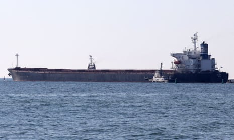 The M/V Glory ran aground on Monday while joining a southbound convoy.