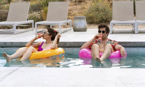 Cristin Milioti and Andy Samberg in Palm Springs, a goofy, drunken scrap of escapism.