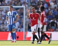 Bruno Fernandes celebrates breaking the Premier League record for assists in a season