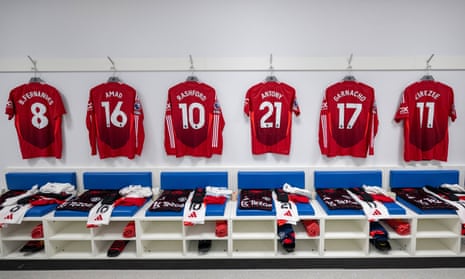 Inside the Manchester United dressing-room at the Amex Stadium.