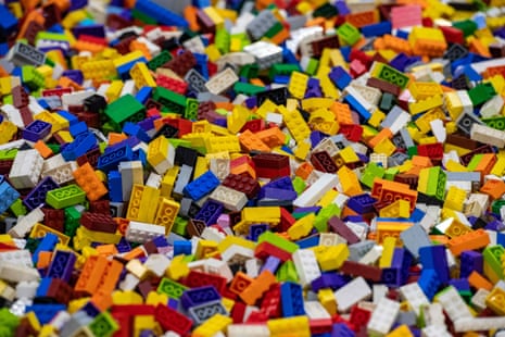 Bricks of all sizes fill a pool at Brick Fest Live in Worcester, Massachusetts in 2023.