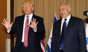 Donald Trump, in Israel with prime minister, Benjamin Netanyahu, where he criticised Iran.