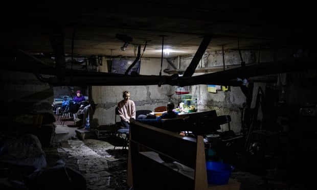 Tymofiy Seidov and his aunt Yana Sotnikova and other residents of the basement shelter.