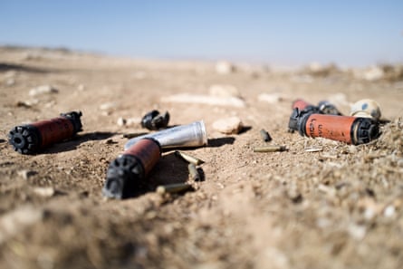 Israeli army stun grenades and a teargas canister