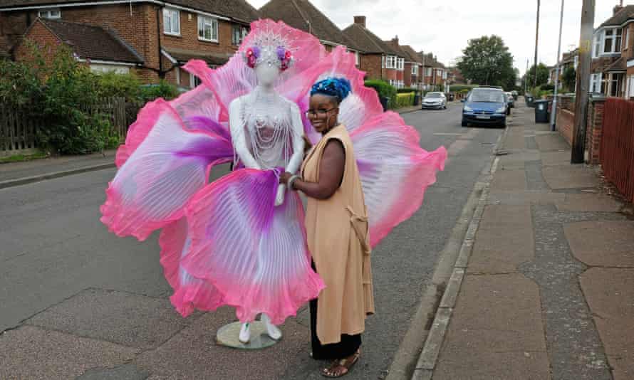 Melissa Simon-Hartman with her Sea Flower costume in Bedford.