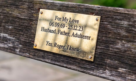 The mystery plaque for an adulterous husband that appeared on a bench in Royal York Crescent, Clifton, Bristol.