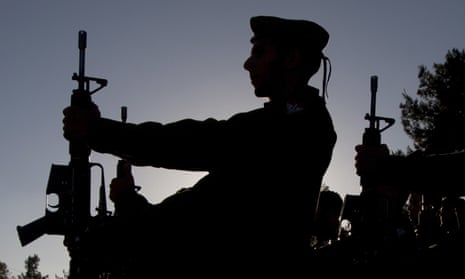 Israeli soldiers from the Netzah Yehuda take part in a swearing-in ceremony