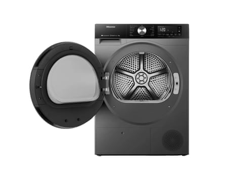 Hisense 3S Series DH3S802BT2 wifi connected 8Kg heat pump tumble dryer in titanium.