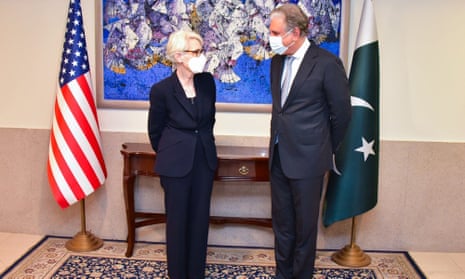 The US deputy secretary of state, Wendy Sherman, meets Pakistan's foreign minister Shah Mahmood Qureshi in Islamabad.