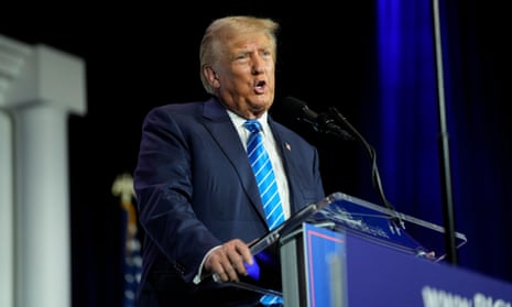 Donald Trump speaks in Las Vegas on 28 October 2023.