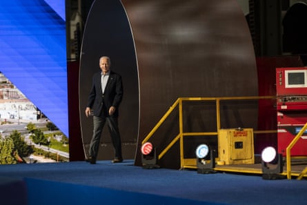 Joe Biden arrives to speak during an event at CS Wind in Pueblo, Colorado, on 29 November 2023.