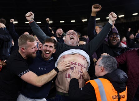 An Arsenal fan’s tattoo becomes the centre of attention in the 5-2 victory at West Ham