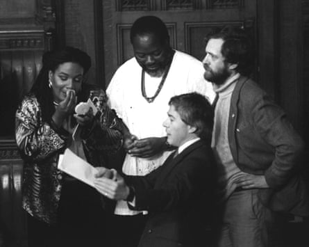 Diane Abbott with Bernie Grant (top), Jeremy Corbyn (right) and Tony Banks (bottom) at the opening of parliament in 1987