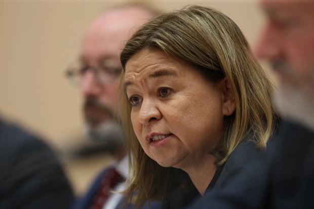  The managing director of the ABC, Michelle Guthrie, at the Senate estimates. Photograph: Mike Bowers for the Guardian  