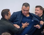Alex Padilla condemns forcible removal: ‘If this is how they respond to a senator … imagine what they’re doing across the country’ – live