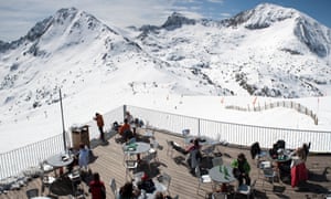Range finder: lunch on a sunny deck overlooking the slopes, Grandvalira ski area.
